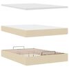 vidaXL Οθωμανικό κρεβάτι με στρώμα & LEDs Cream 140x200 cm Ύφασμα