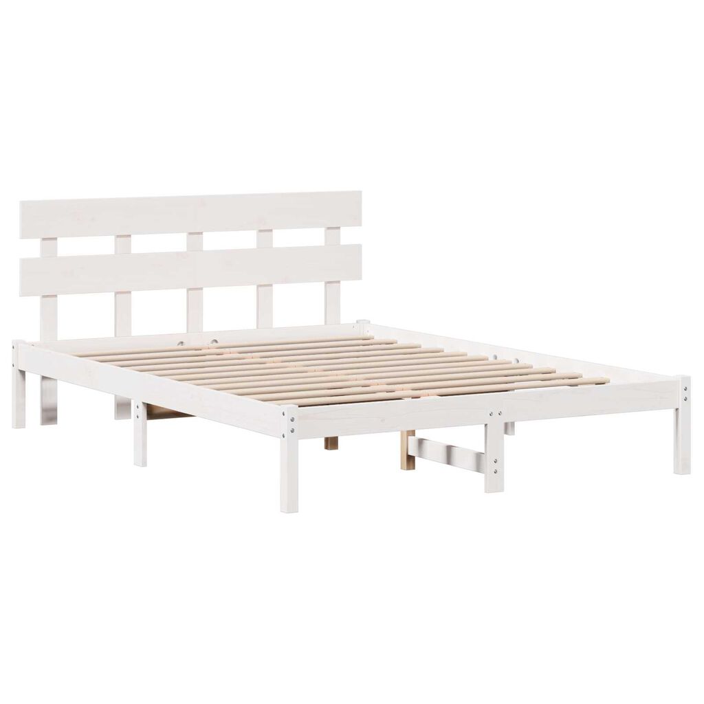 vidaXL Σκελετός Κρεβατιού Λευκό 150 x 200 cm Μασίφ ξύλο πεύκου