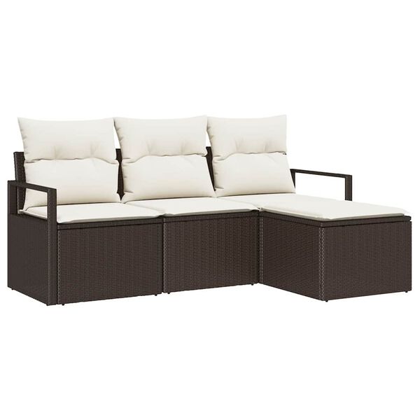vidaXL Σετ Καναπέ Κήπου 4 pcs Καφέ Πολυ ράταν