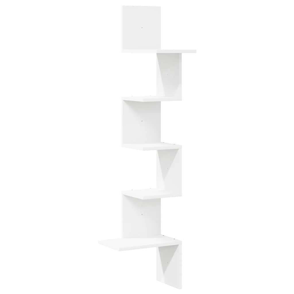 vidaXL Γωνιακή Ραφιέρα Τοίχου Λευκή 32x32x127,5 εκ. Μοριοσανίδα