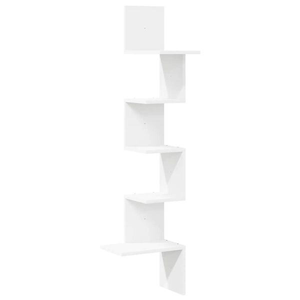 vidaXL Γωνιακή Ραφιέρα Τοίχου Λευκή 32x32x127,5 εκ. Μοριοσανίδα