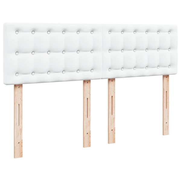 vidaXL Κρεβάτι Boxspring με Στρώμα Λευκό 160x200εκ.από Συνθετικό Δέρμα
