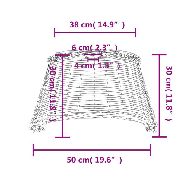 vidaXL Καπέλο Φωτιστικού Οροφής Καφέ Ø50x30 εκ. από Wicker