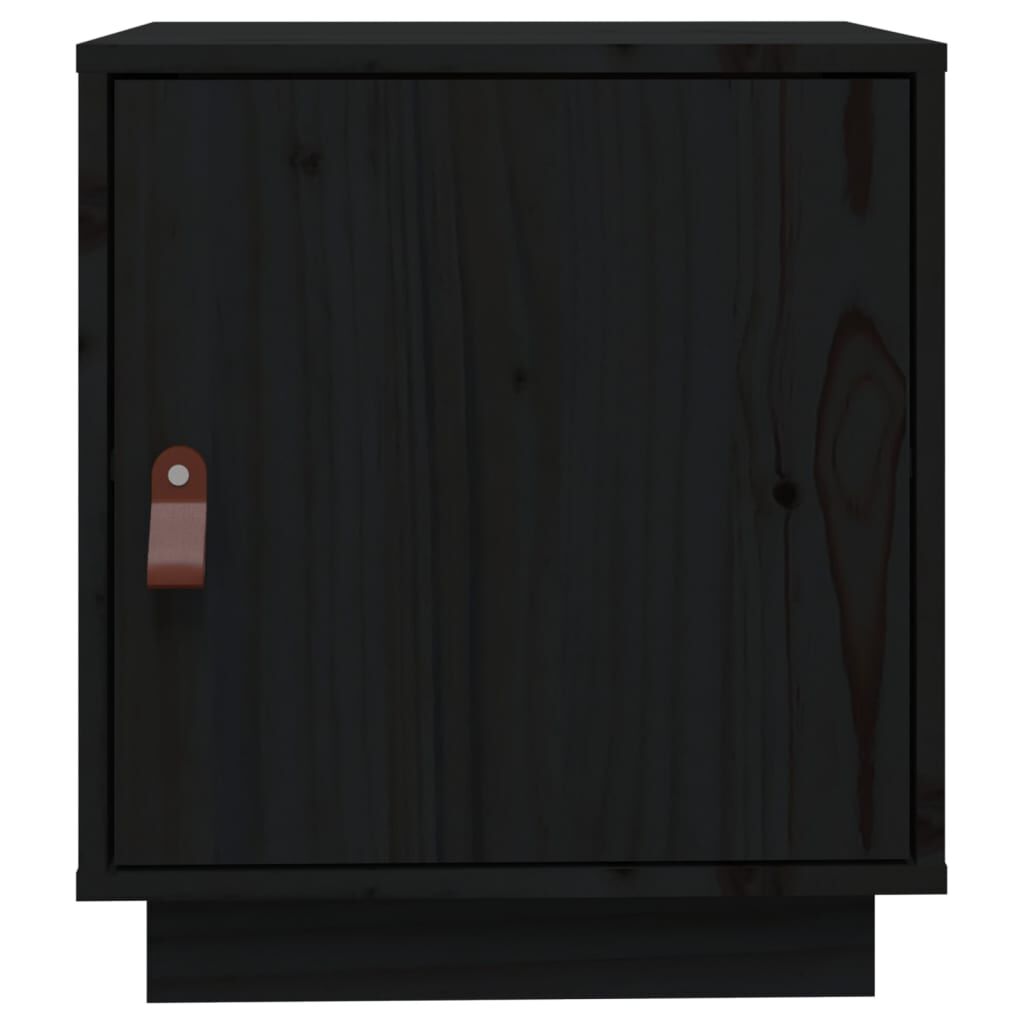 vidaXL Κομοδίνο Μαύρο 40x34x45 εκ. από Μασίφ Ξύλο Πεύκου