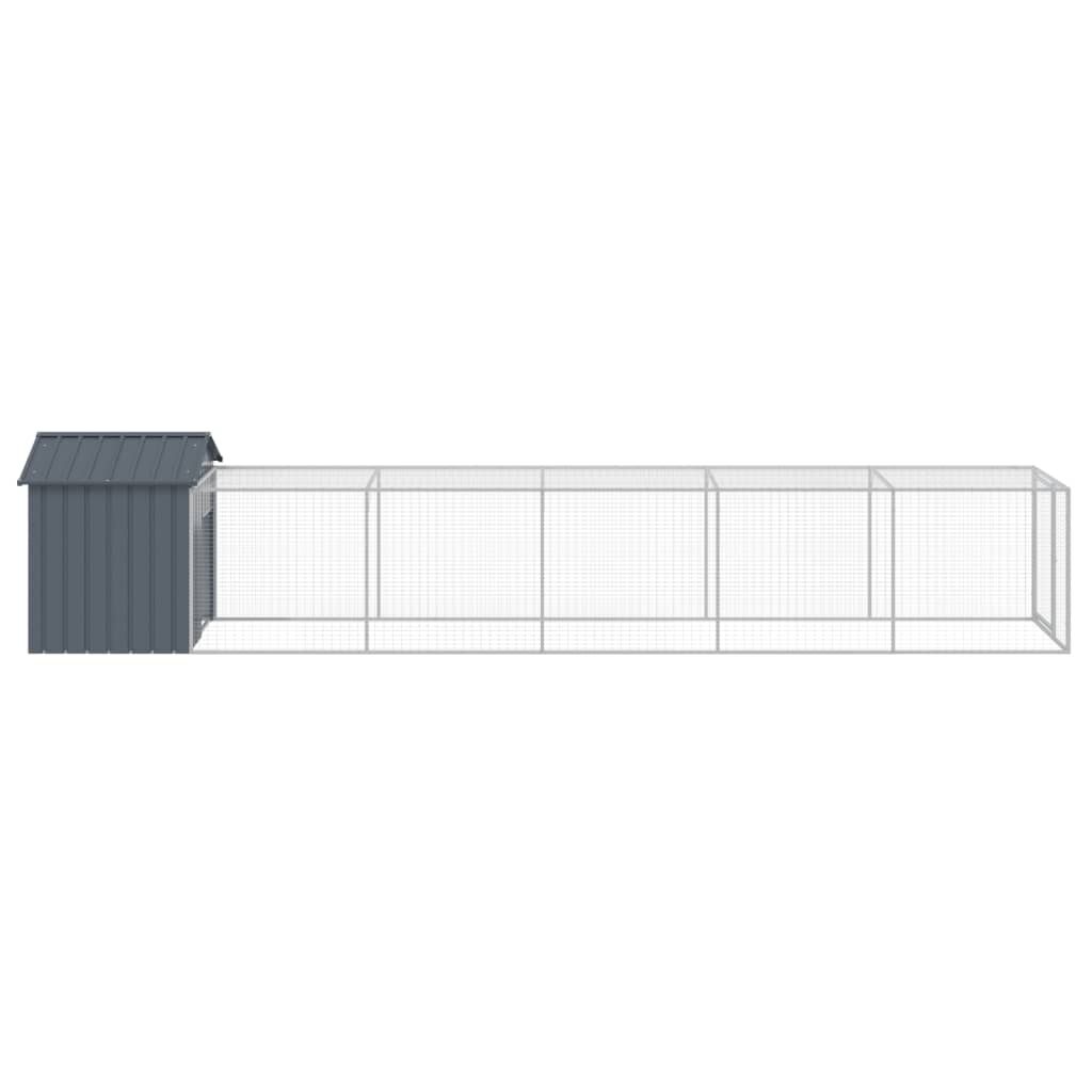 vidaXL Κοτέτσι με Περίβολο Ανθρακί 117x609x123 εκ. Γαλβαν. Χάλυβας