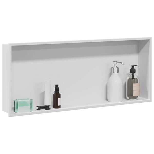 vidaXL Νίτσα Μπάνιου Λευκό 75 x 30 x 9.5 εκ. Ανοξείδωτο ατσάλι