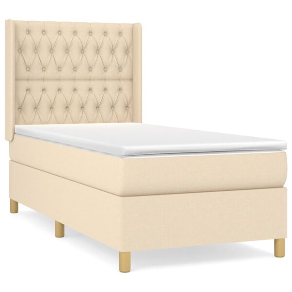 vidaXL &Kappa;&rho;&epsilon;&beta;ά&tau;&iota; Boxspring &mu;&epsilon; &Sigma;&tau;&rho;ώ&mu;&alpha; &Kappa;&rho;&epsilon;&mu; 90x190 &epsilon;&kappa;.&Upsilon;&phi;&alpha;&sigma;&mu;ά&tau;&iota;&nu;&omicron;