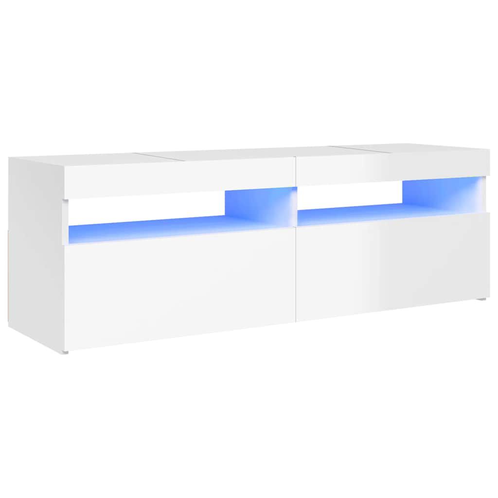 vidaXL Έπιπλο Τηλεόρασης με LED Γυαλιστερό Λευκό 120 x 35 x 40 εκ.