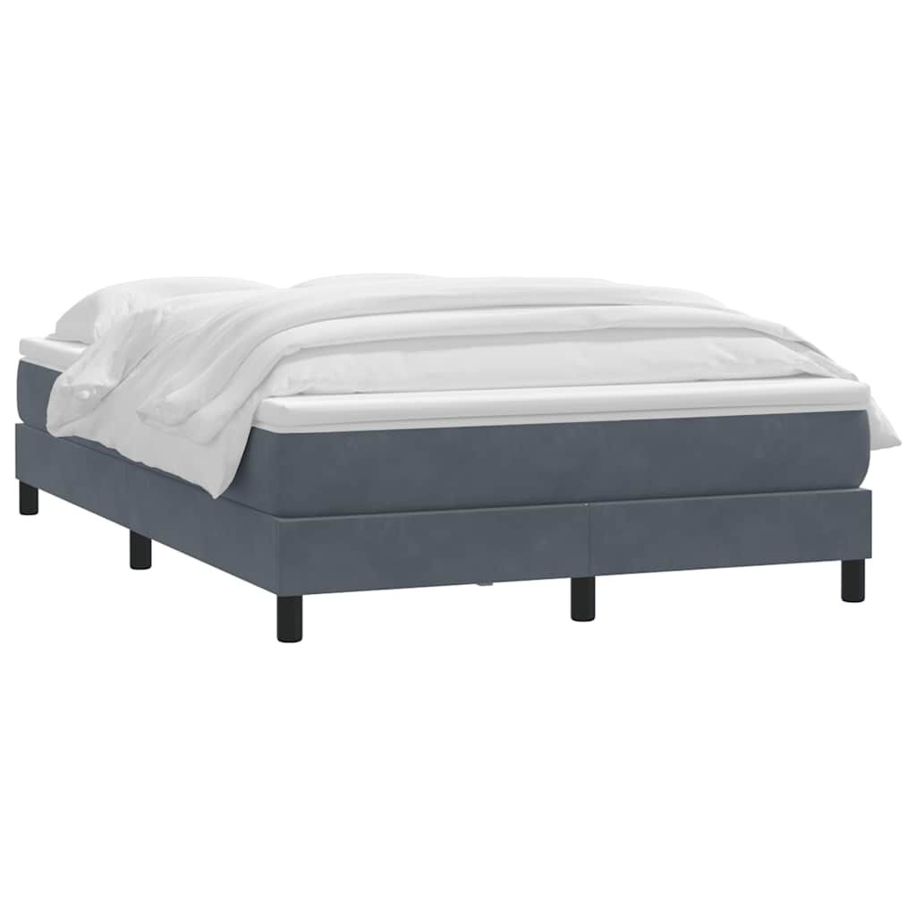 vidaXL Κρεβάτι Boxspring με Στρώμα Σκούρο Γκρι 140x210 εκ. Βελούδινο