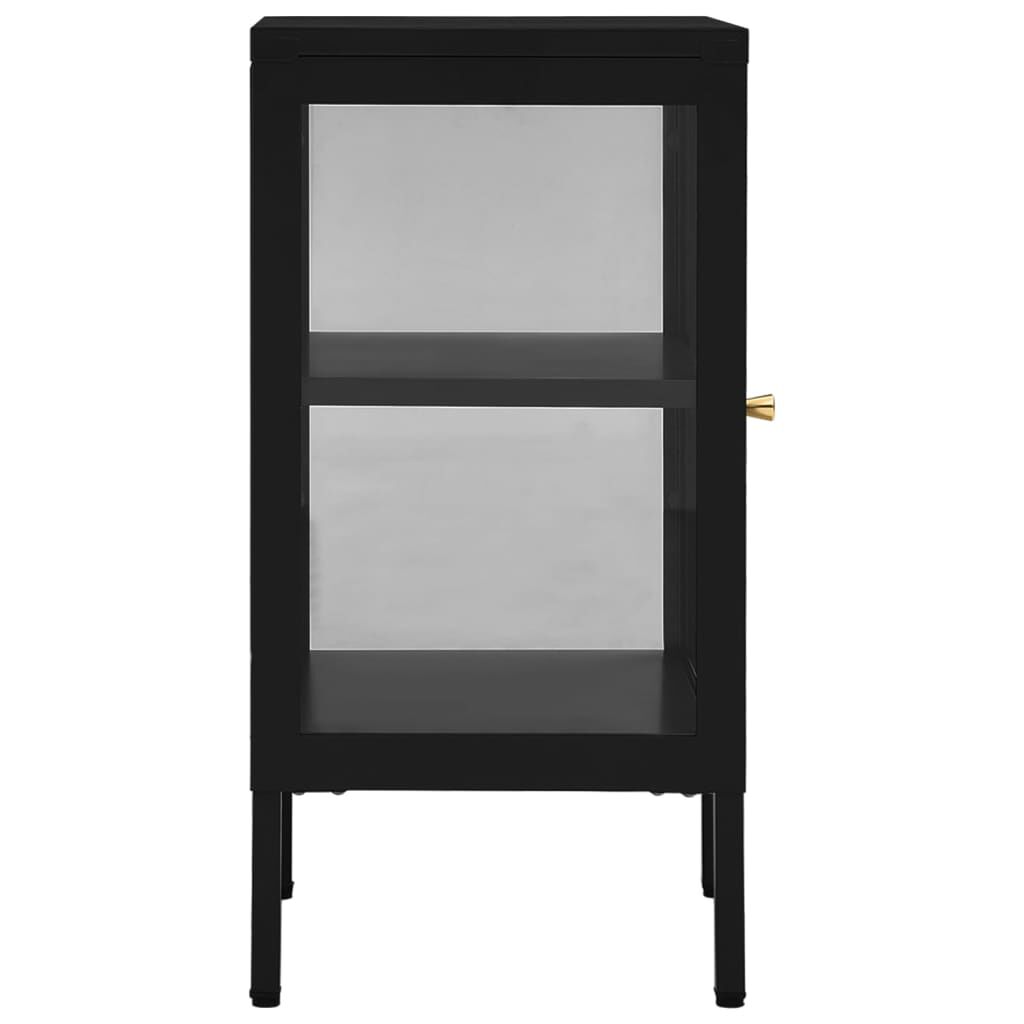 vidaXL Μπουφές Μαύρος 38 x 35 x 70 εκ. Ατσάλι και Γυαλί