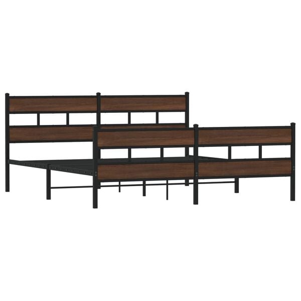 vidaXL Σκελετός Κρεβ. Χωρίς Στρώμα Καφέ Δρυς 180x200 εκ. Μεταλλικό