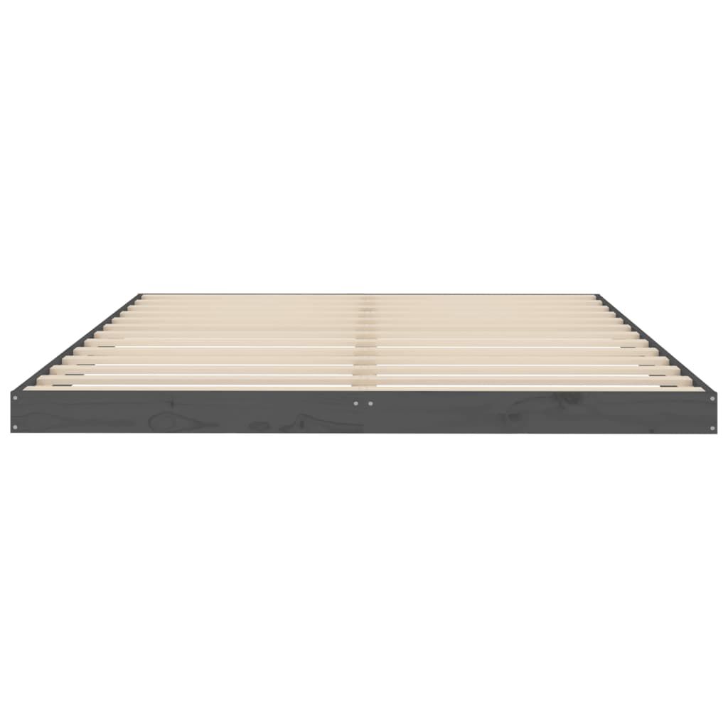 vidaXL Σκελετός Κρεβατιού Γκρι 150x200 εκ. Μασίφ Ξύλο Πεύκου King Size