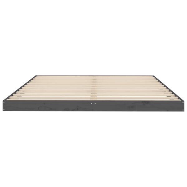 vidaXL Σκελετός Κρεβατιού Γκρι 150x200 εκ. Μασίφ Ξύλο Πεύκου King Size