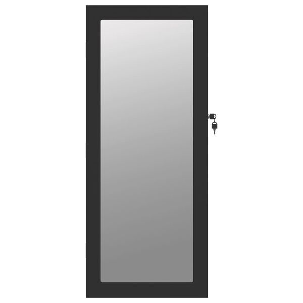 vidaXL Έπιπλο Κοσμημάτων με Καθρέφτη/LED Φώτα Επιτοίχιο Μαύρο