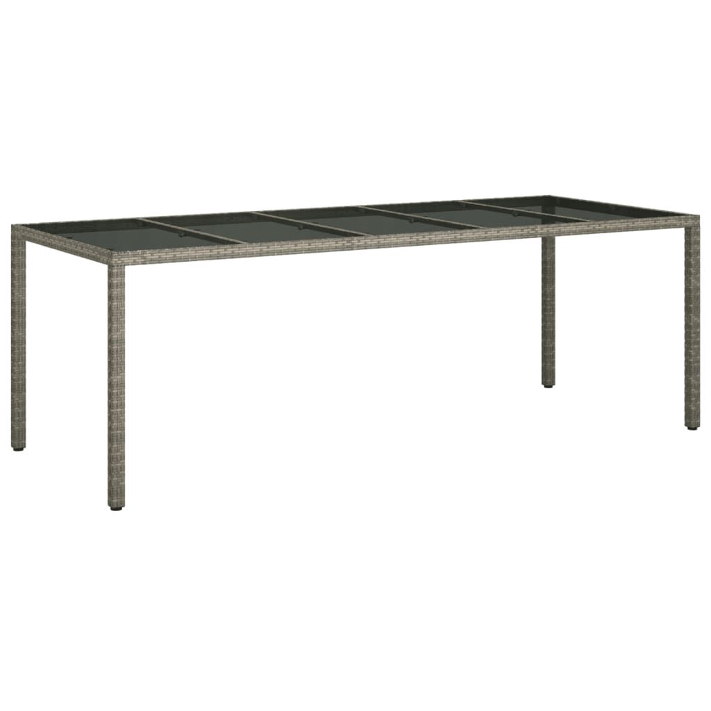 vidaXL Τραπέζι Κήπου Γκρι 250x100x75 εκ. Ψημένο Γυαλί/Συνθετικό Ρατάν