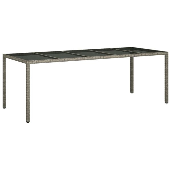vidaXL Τραπέζι Κήπου Γκρι 250x100x75 εκ. Ψημένο Γυαλί/Συνθετικό Ρατάν