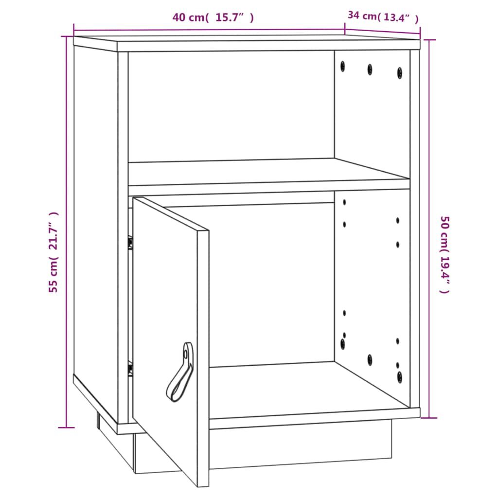 vidaXL Κομοδίνο Λευκό 40 x 34 x 55 εκ. από Μασίφ Ξύλο Πεύκου