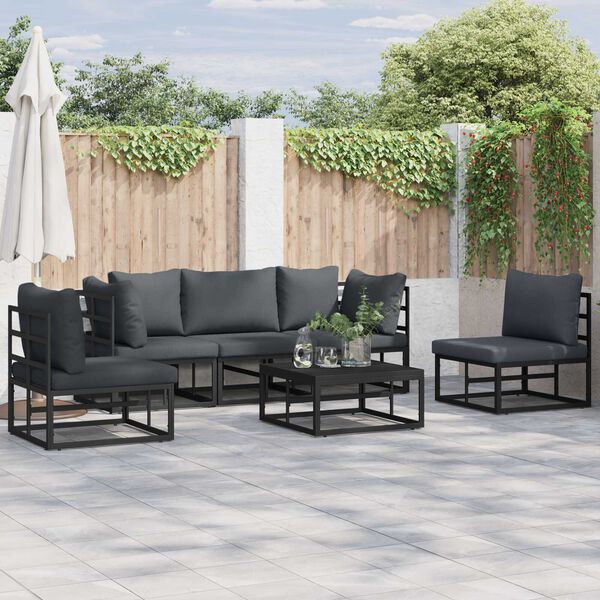 vidaXL Σετ Καναπέ Κήπου 6 pcs Μαύρο 70 x 70 x 32 εκ Αλουμίνιο