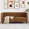vidaXL Καναπές Chesterfield 2-θέσιος Καφέ δέρμα από Συνθετικό Δέρμα