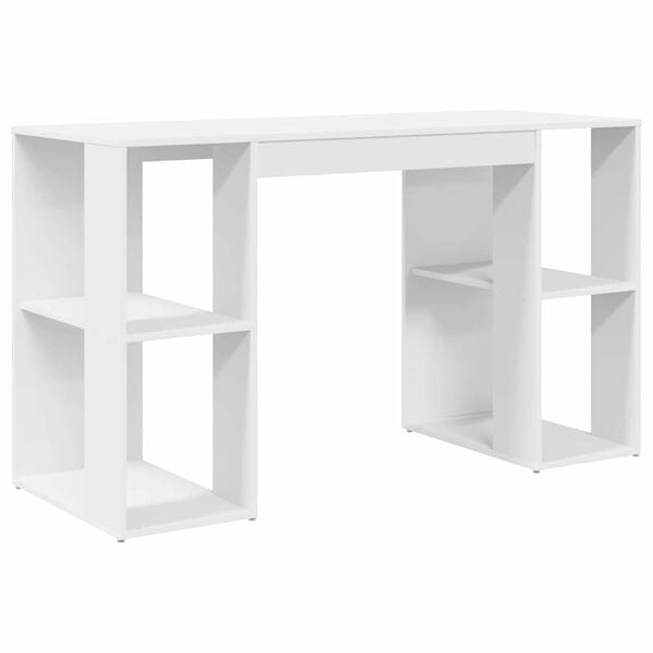 vidaXL Γραφείο με Αποθήκευση με ράφι Λευκό 130 x 50.5 x 75 εκ