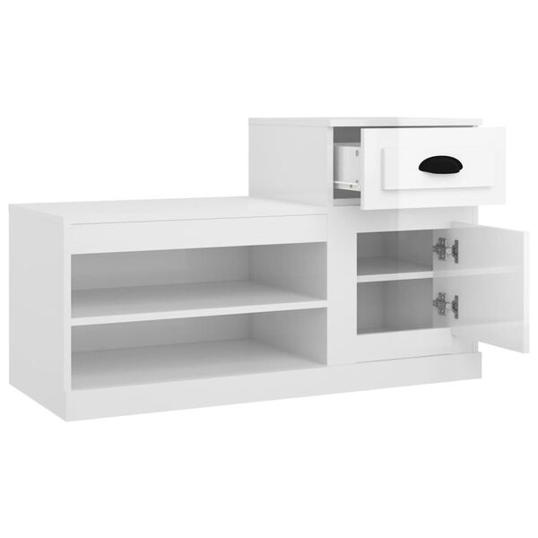 vidaXL Παπουτσοθήκη Γυαλιστερό Λευκό 100x42x60 εκ. Επεξεργασμένο Ξύλο
