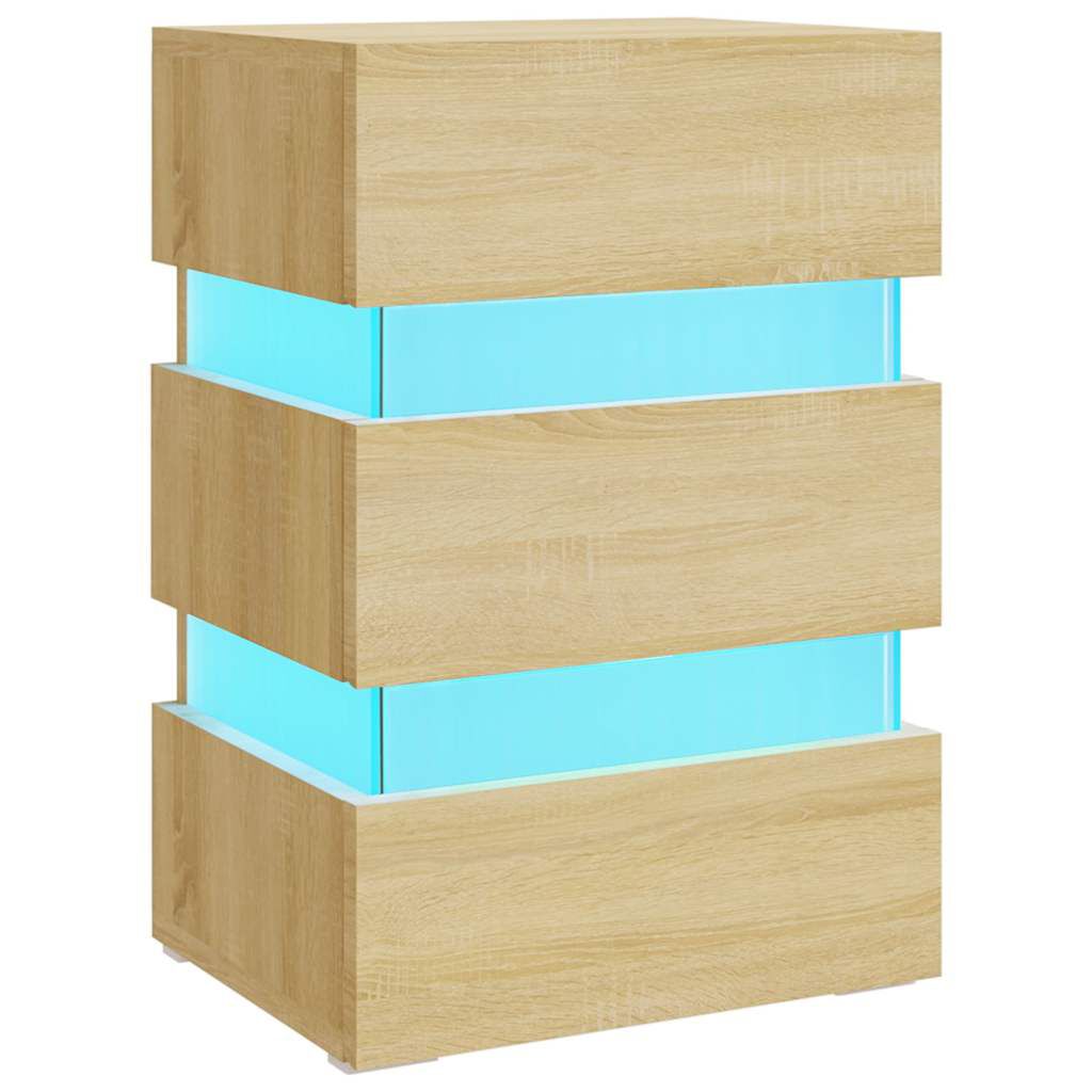 vidaXL Κομοδίνο με LED Sonoma Δρυς 45x35x67 εκ. από Επεξεργασμένο Ξύλο