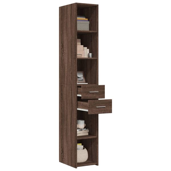 vidaXL Ντουλάπι Καφέ Δρυς 30x42,5x185 εκ. από Επεξεργασμένο Ξύλο