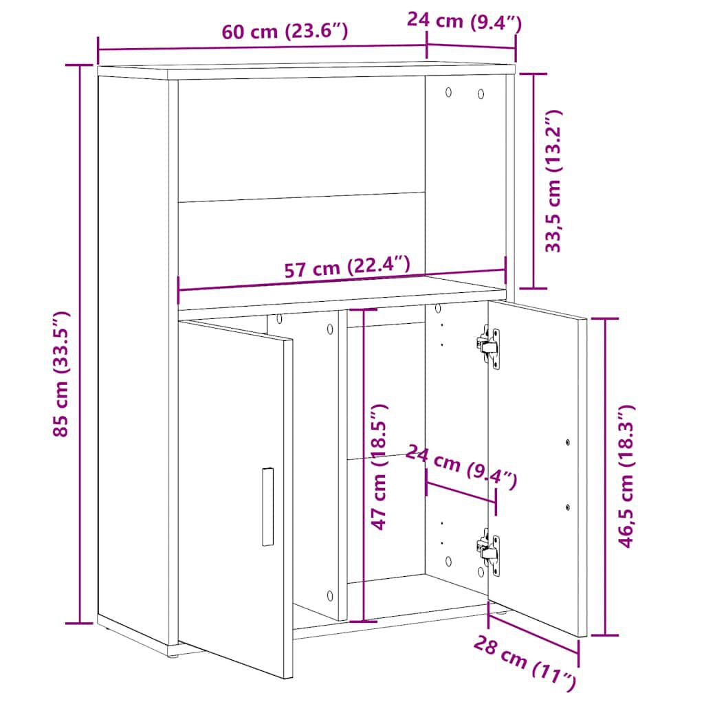 vidaXL Βιβλιοθήκη Λευκή 60x24x85 εκ. από Επεξεργασμένο Ξύλο