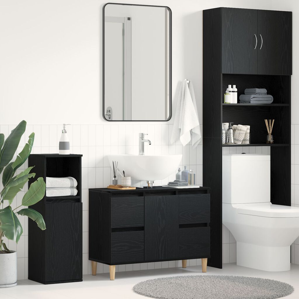 vidaXL Ντουλάπι μπαταρίας Μαύρη Δρυς 80x33x60 εκ Επεξεργασμένο Ξύλο