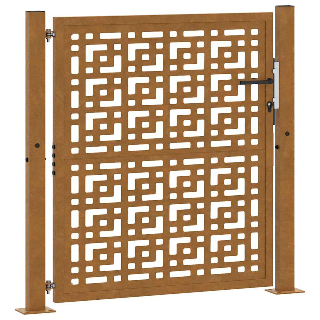vidaXL Πύλη κήπου 105x105 cm Σταυρός σχεδιασμού από διαβρωμένο χάλυβα