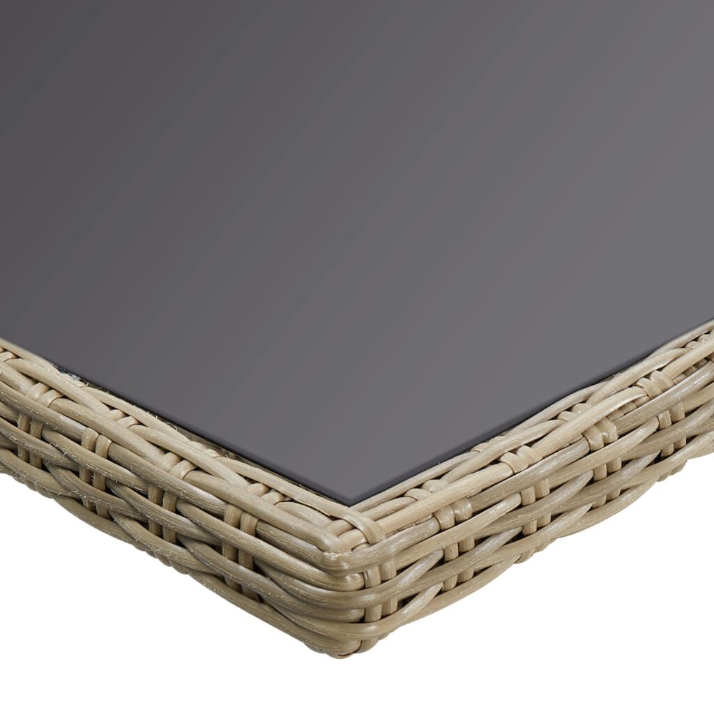 vidaXL Τραπεζαρία Κήπου Καφέ 200x100x74 εκ. από Γυαλί/Συνθετικό Ρατάν