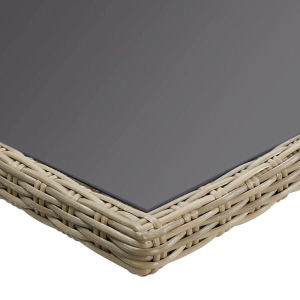 vidaXL Τραπεζαρία Κήπου Καφέ 200x100x74 εκ. από Γυαλί/Συνθετικό Ρατάν