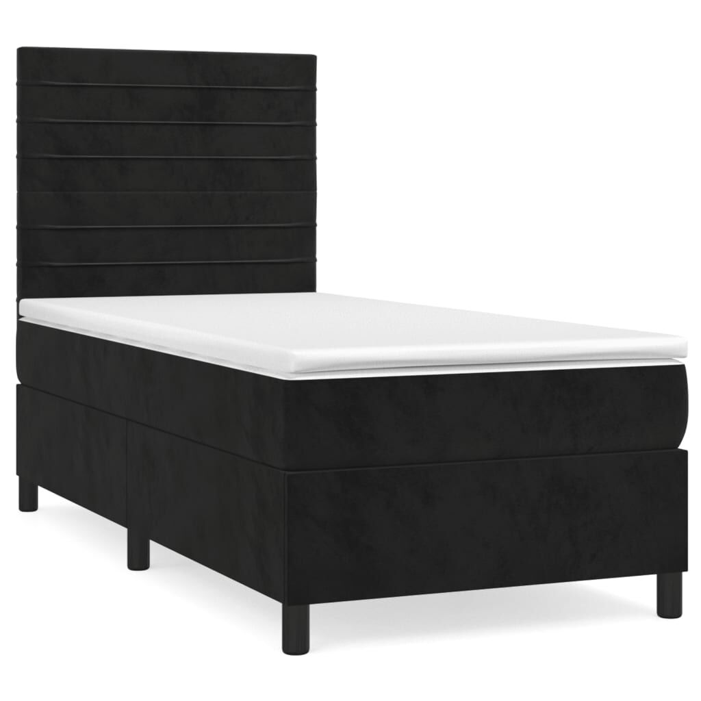 vidaXL Κρεβάτι Boxspring με Στρώμα Μαύρο 80 x 200 εκ. Βελούδινο