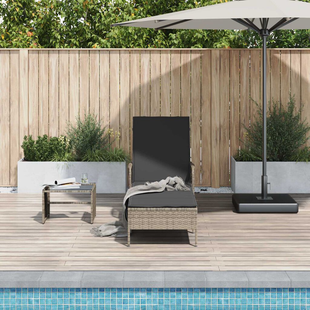 vidaXL Ξαπλώστρα με μαξιλάρι Γκρι 157 x 55 x 92 εκ. συνθετικό ρατάν