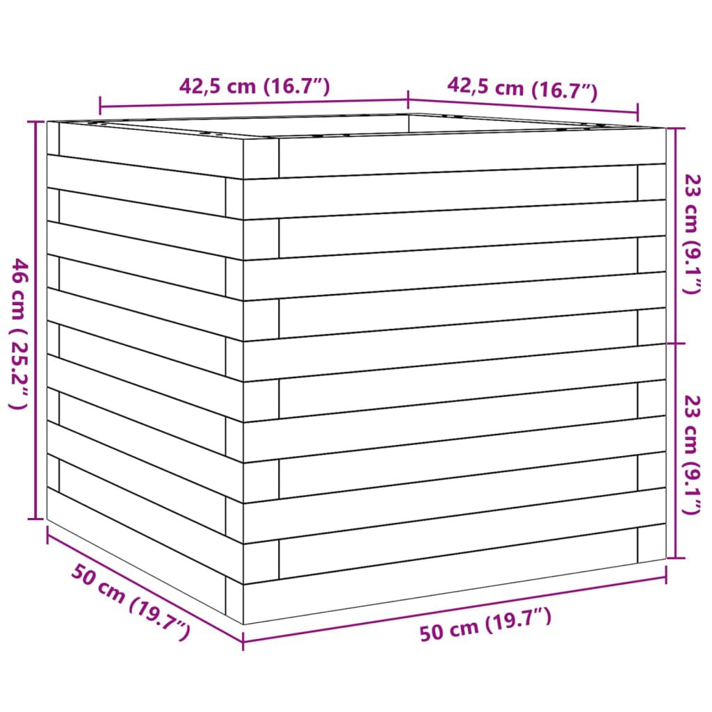 vidaXL Ζαρντινιέρα Κήπου Λευκή 50x50x46 εκ. από Μασίφ Ξύλο Πεύκου