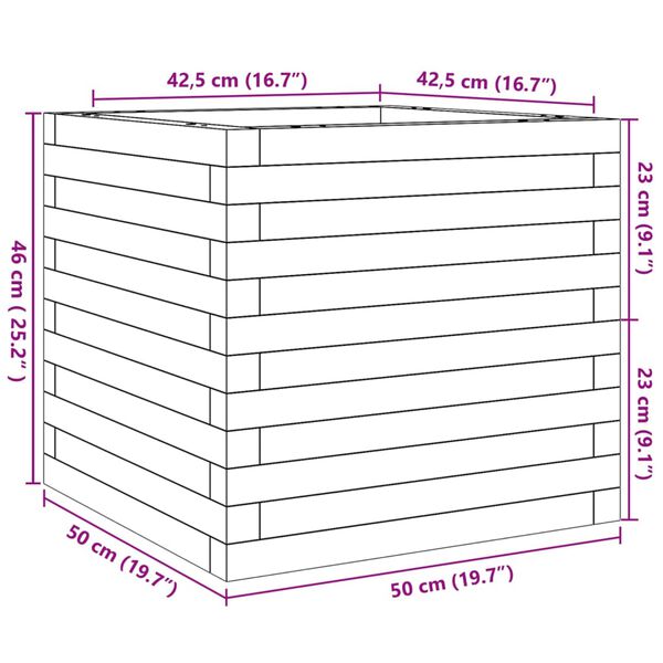vidaXL Ζαρντινιέρα Κήπου Λευκή 50x50x46 εκ. από Μασίφ Ξύλο Πεύκου