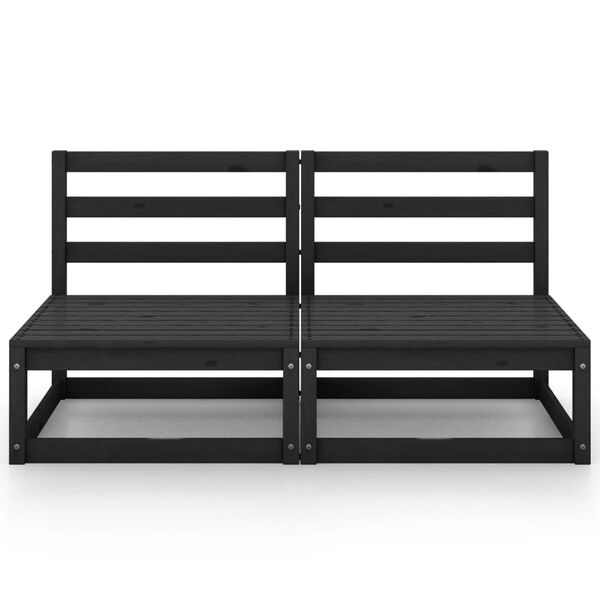 vidaXL Διθέσιος Καναπές Μαύρος από Μασίφ Ξύλο Πεύκου