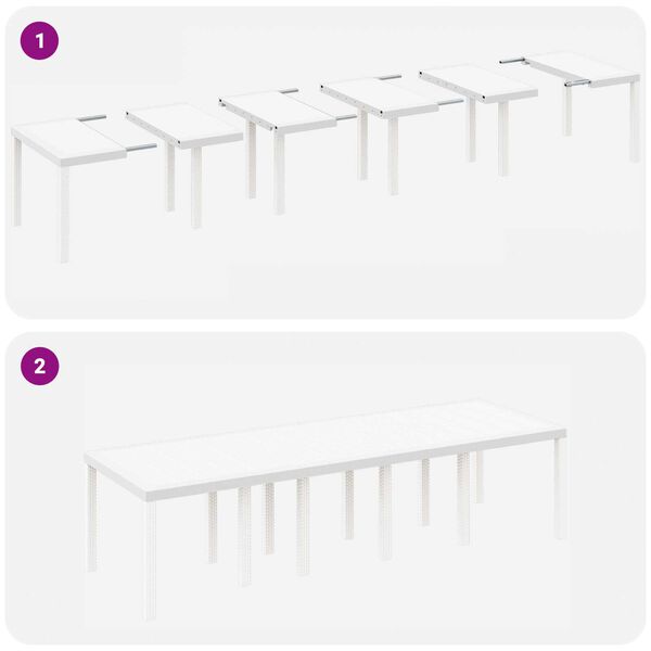 vidaXL Τραπέζι Κήπου Λευκό 300x100x73 cm Πολυ Ρατάν