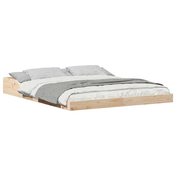 vidaXL Σκελετός Κρεβατιού Καφέ 160 x 220 cm Μασίφ ξύλο πεύκου