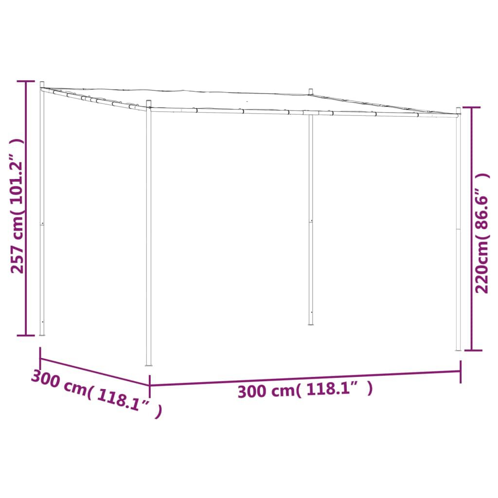 vidaXL Κιόσκι Ανθρακί 3x3 μ. 180 γρ/μ² από Ύφασμα και Ατσάλι