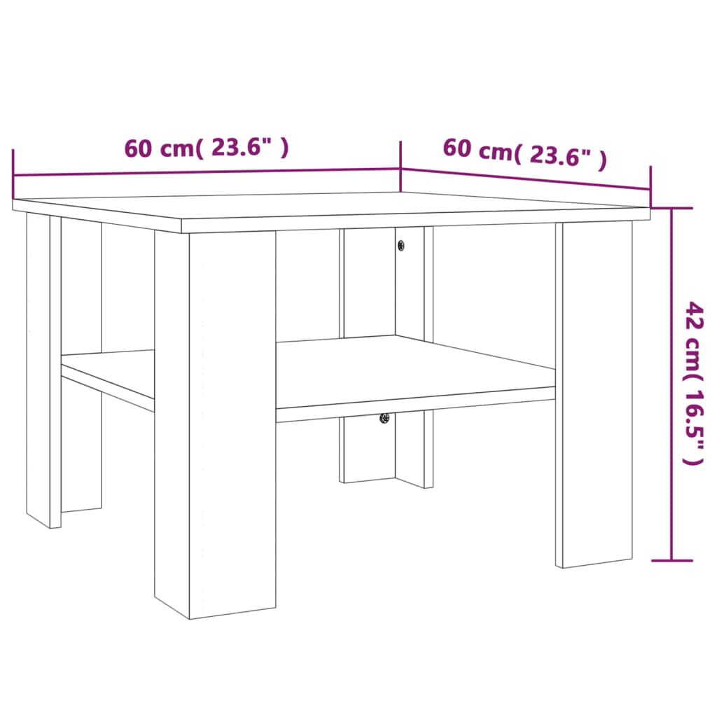 vidaXL Τραπεζάκι Σαλονιού Καπνιστή Δρυς 60x60x42 εκ. Επεξεργ. Ξύλο