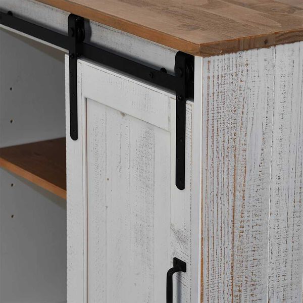 vidaXL Sideboard HALDEN με συρόμενη πόρτα Λευκό 80x40x80 cm μασίφ ξύλο