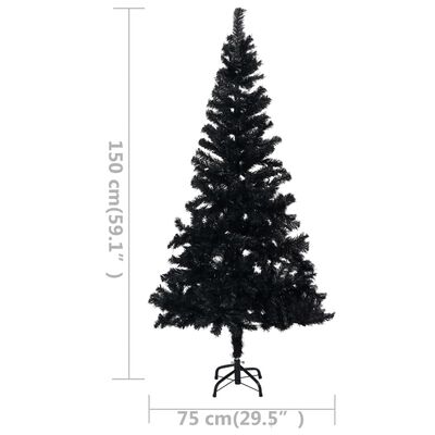 vidaXL Χριστουγεν. Δέντρο Προφωτισμένο Τεχνητό Μπάλες Μαύρο 150εκ