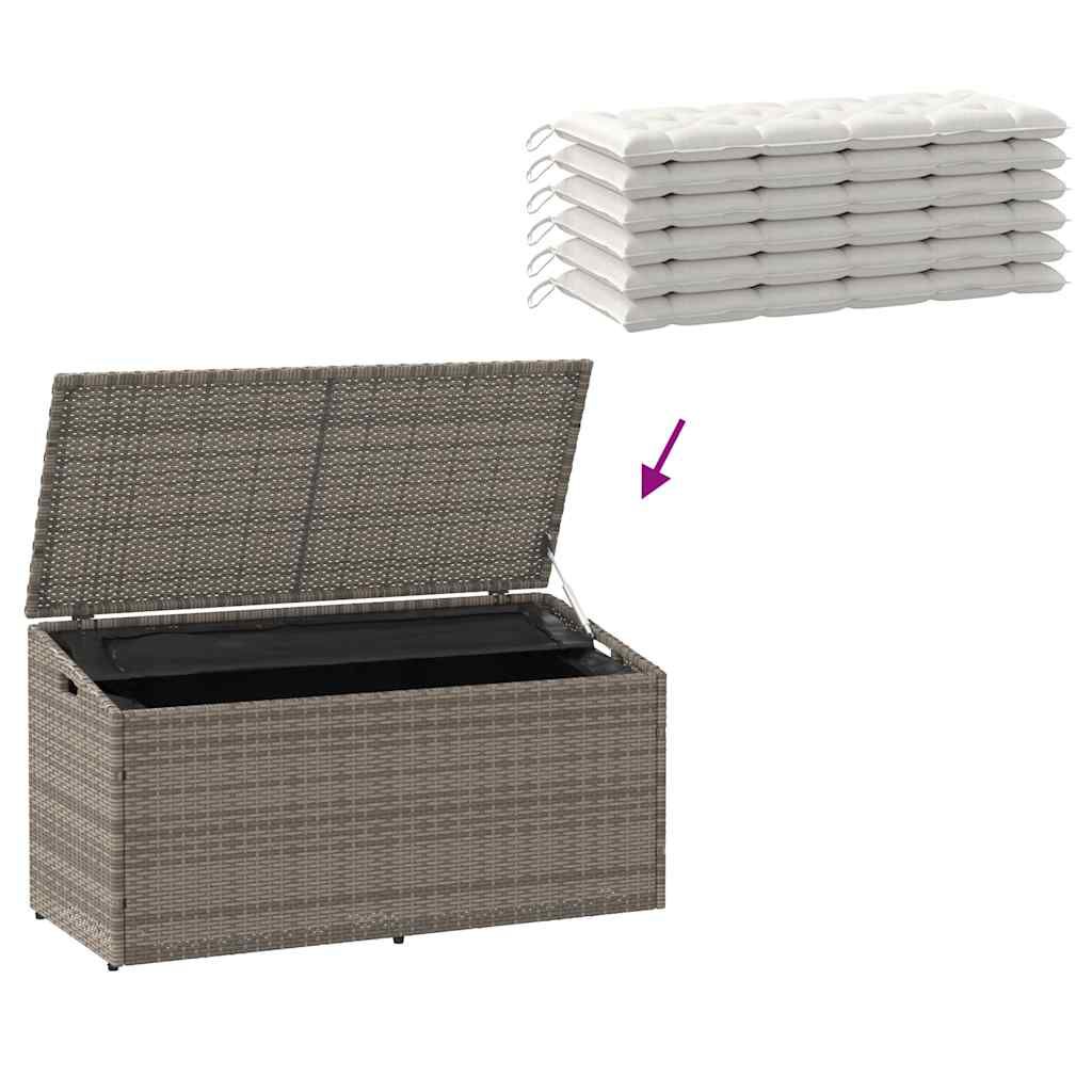 vidaXL κουτί αποθήκευσης κήπου γκρι 110x50x58 cm Poly Rattan