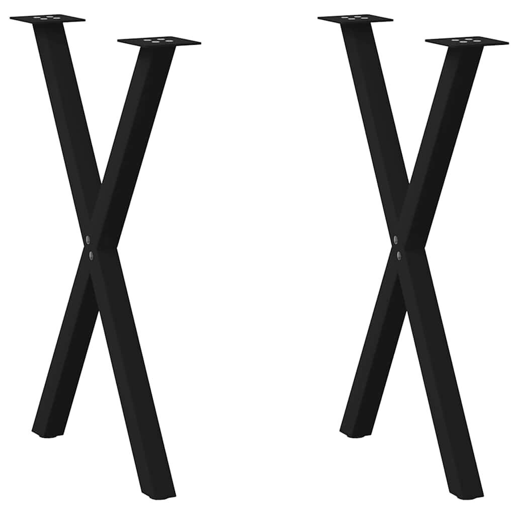 vidaXL Πόδια Τραπεζαρίας σε Σχήμα Χ, 2 τεμ. Μαύρο, Ατσάλι 60x(72-73) εκ.