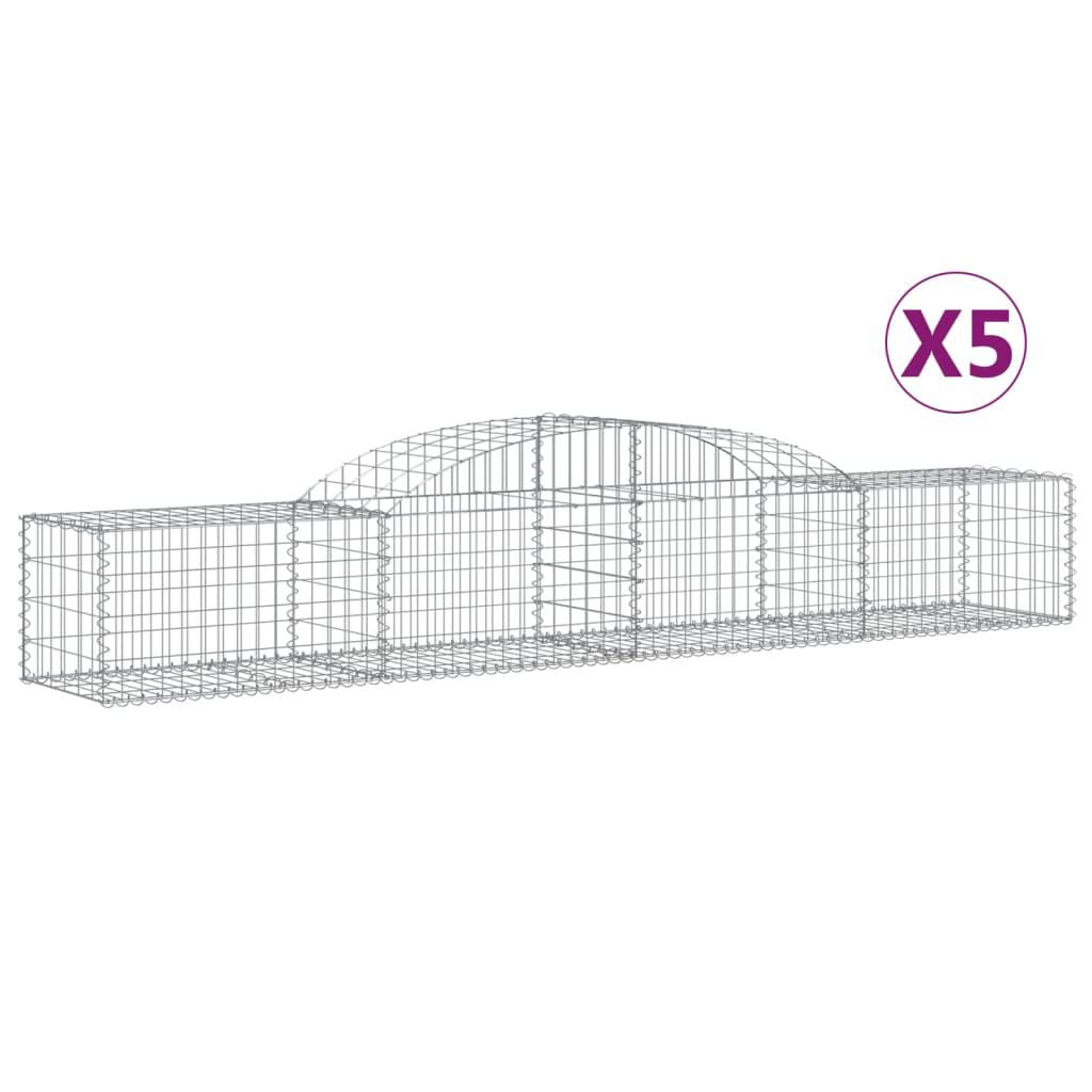 vidaXL Συρματοκιβώτια Τοξωτά 5 τεμ. 300x50x40/60 εκ. Γαλβαν. Ατσάλι