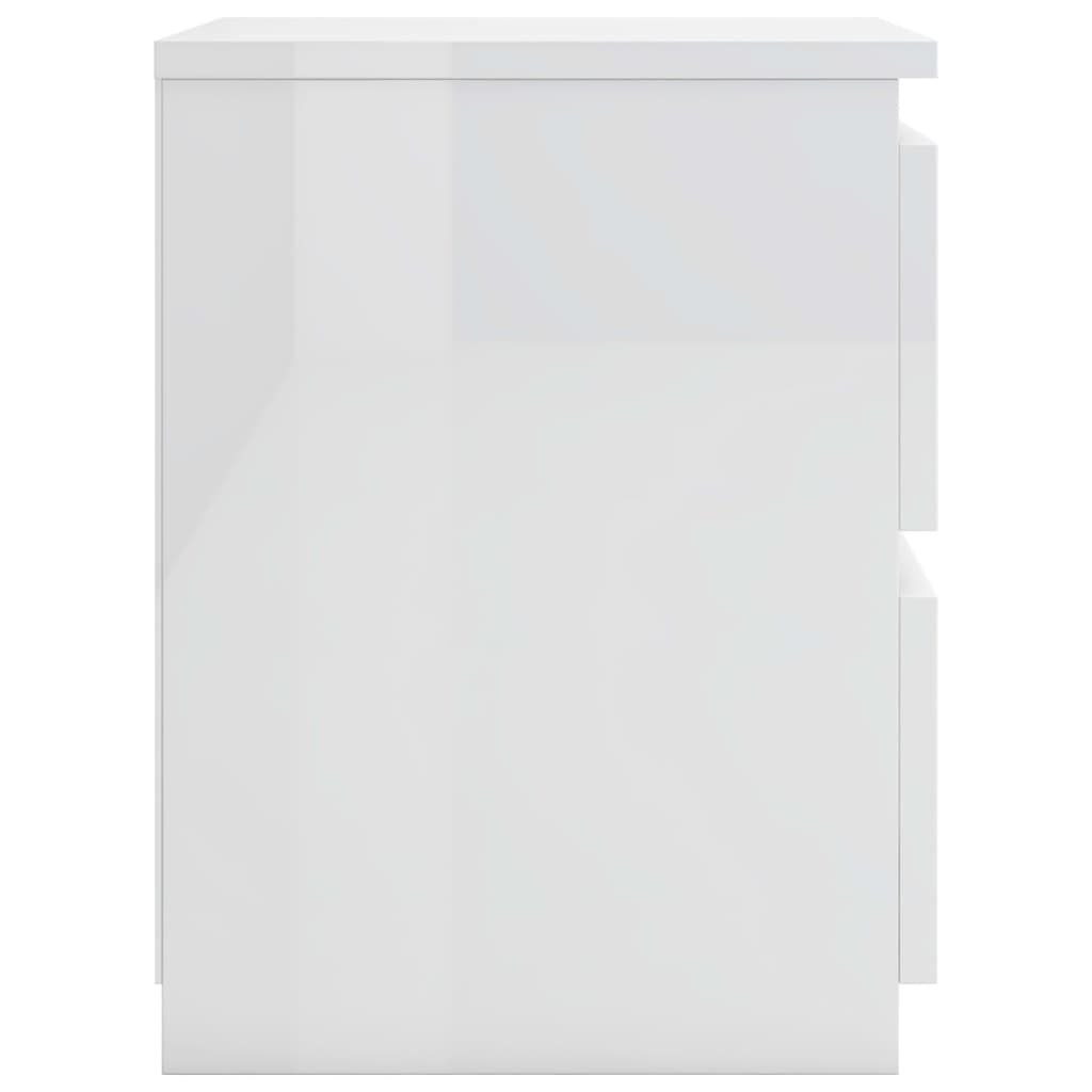 vidaXL Κομοδίνα 2 τεμ. Γυαλιστερό Λευκό 30x30x40 εκ. από Επεξ. Ξύλο