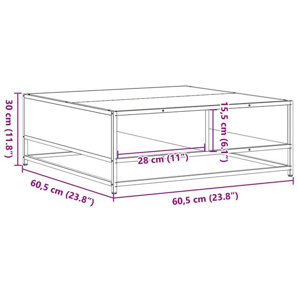 vidaXL Τραπεζάκι Σαλονιού Γκρι Sonoma 60,5x60,5x30εκ Επεξ.Ξύλο/Μέταλλο