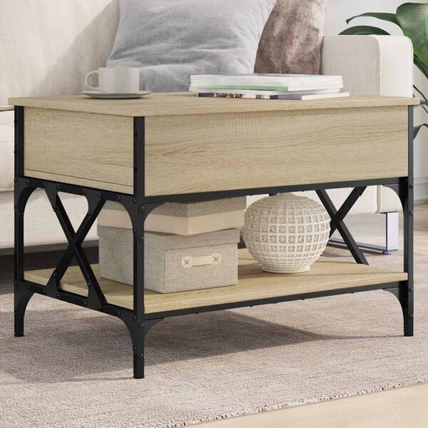 vidaXL Τραπεζάκι Σαλονιού Sonoma Δρυς 70x50x50 εκ. Επ. Ξύλο & Μέταλλο
