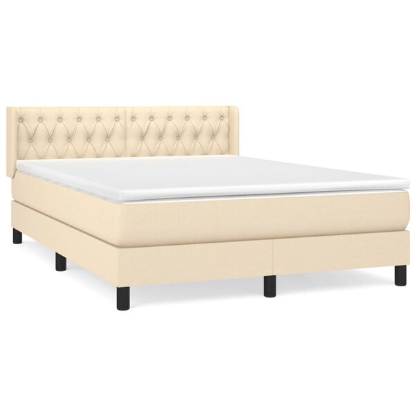 vidaXL &Kappa;&rho;&epsilon;&beta;ά&tau;&iota; Boxspring &mu;&epsilon; &Sigma;&tau;&rho;ώ&mu;&alpha; &Kappa;&rho;&epsilon;&mu; 140x190 &epsilon;&kappa;. &Upsilon;&phi;&alpha;&sigma;&mu;ά&tau;&iota;&nu;&omicron;